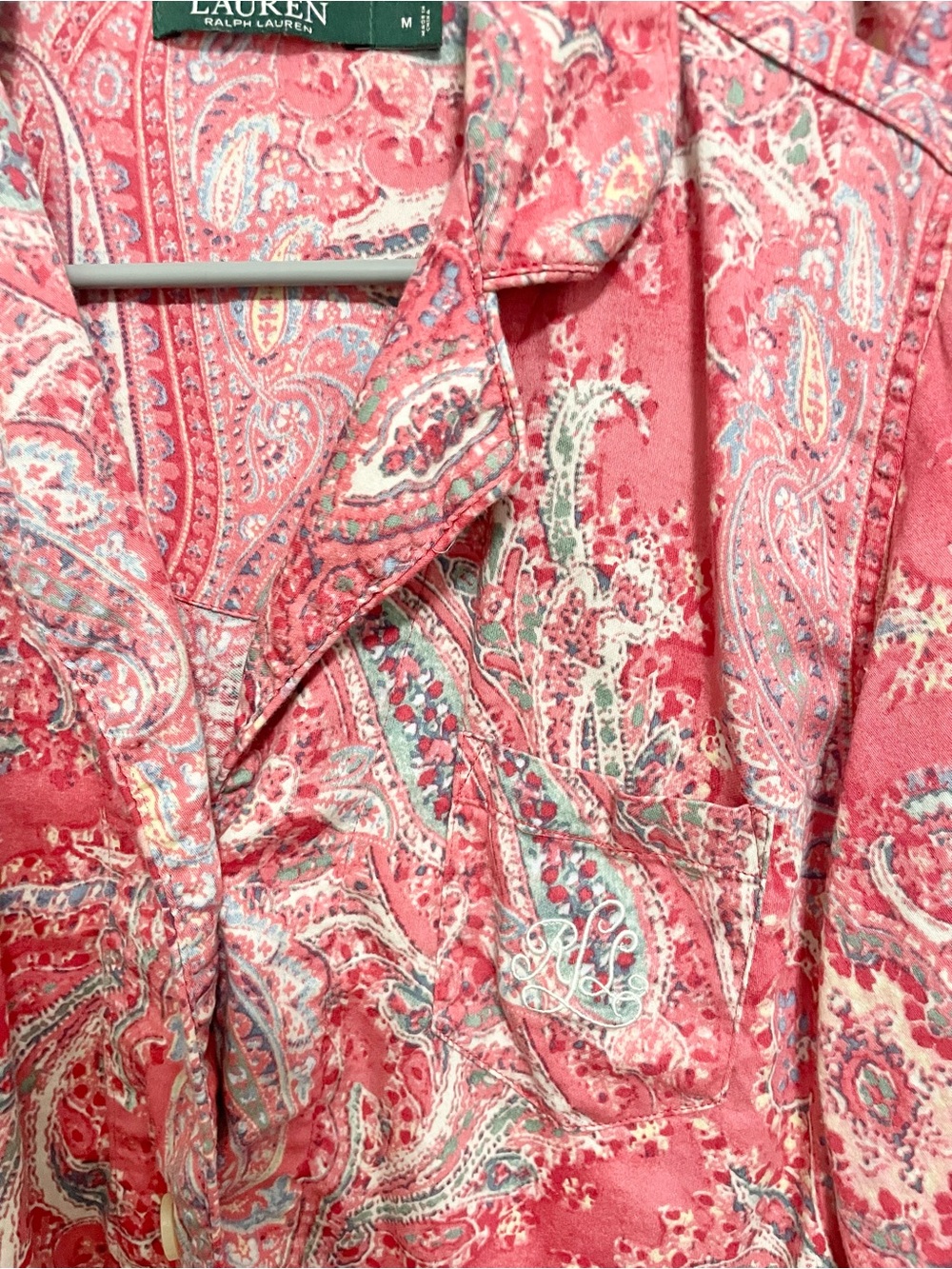 Ralph Lauren Pink Paisley Button-Down Shirt - Picture 3 of 4